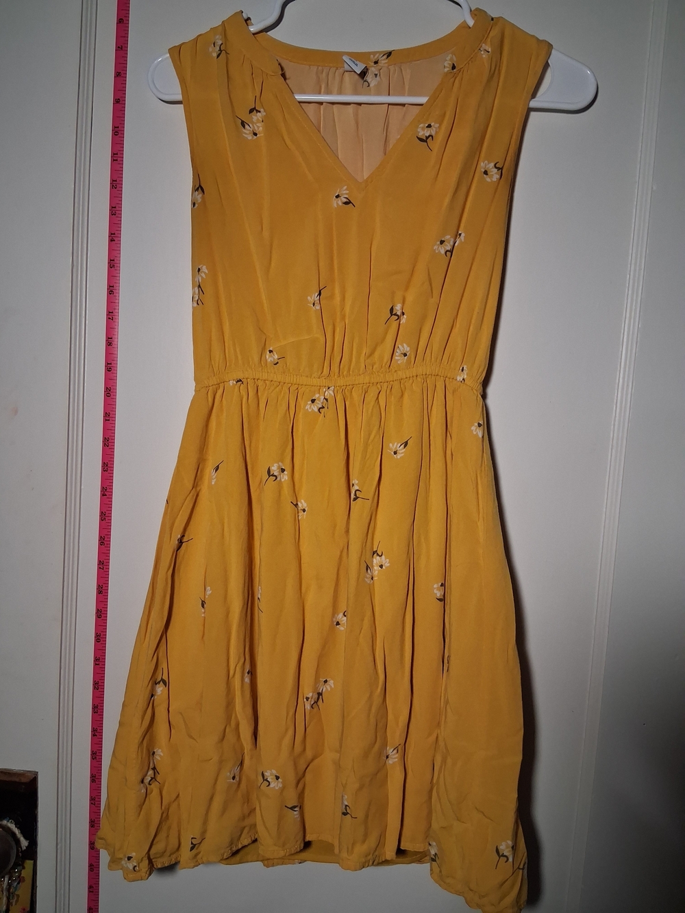 Yellow Floral V-Neck Sleeveless Dress